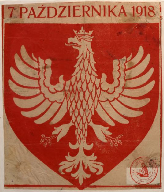 Naklejka wydana z okazji ogłoszenia przez Radę Regencyjną niepodległości Polski